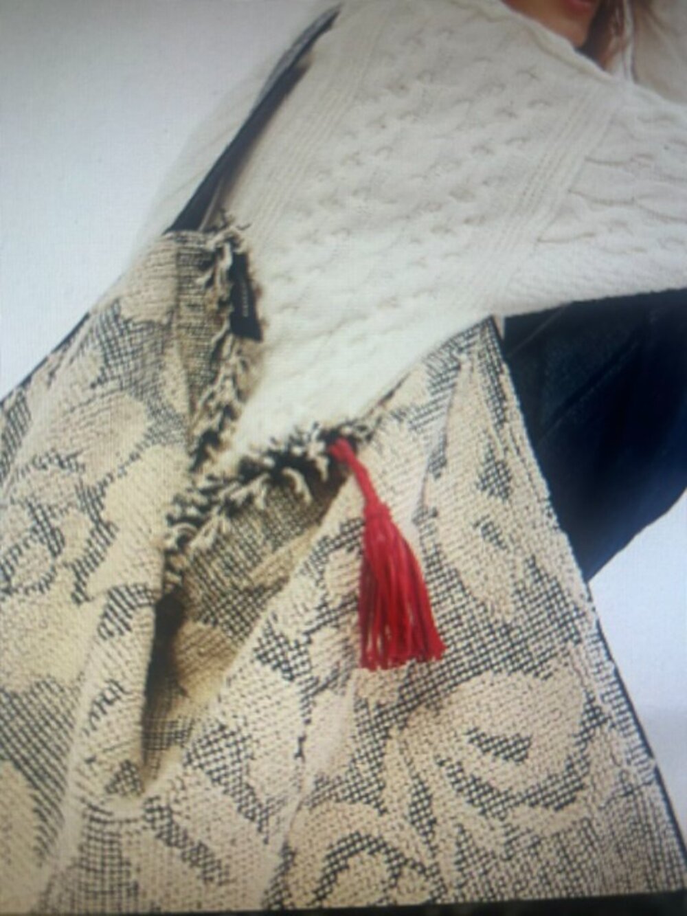 Free People Miramar Azulejos Carryall Leather Strap Slouchy Textured Bag NEW - Picture 4 of 16